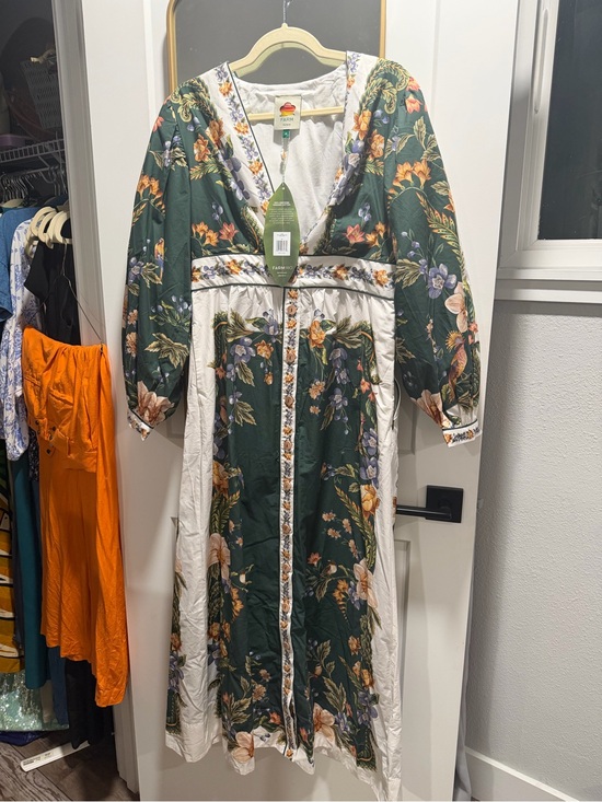 FARM Rio Dresses & Skirts - NWT Green Nature V Neck Buttoned Maxi Dress